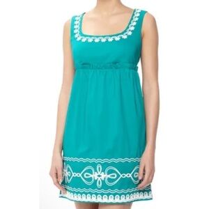 Love Moschino Floral & Heart Rope Embroidered Dress Turquoise Green Sz 6 New NWT